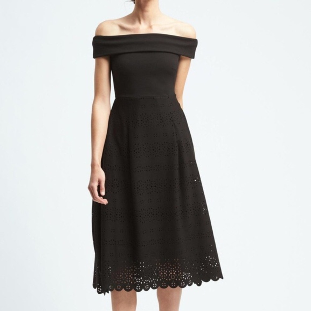 Banana Republic Midi Laser Cut Ponte Dress
